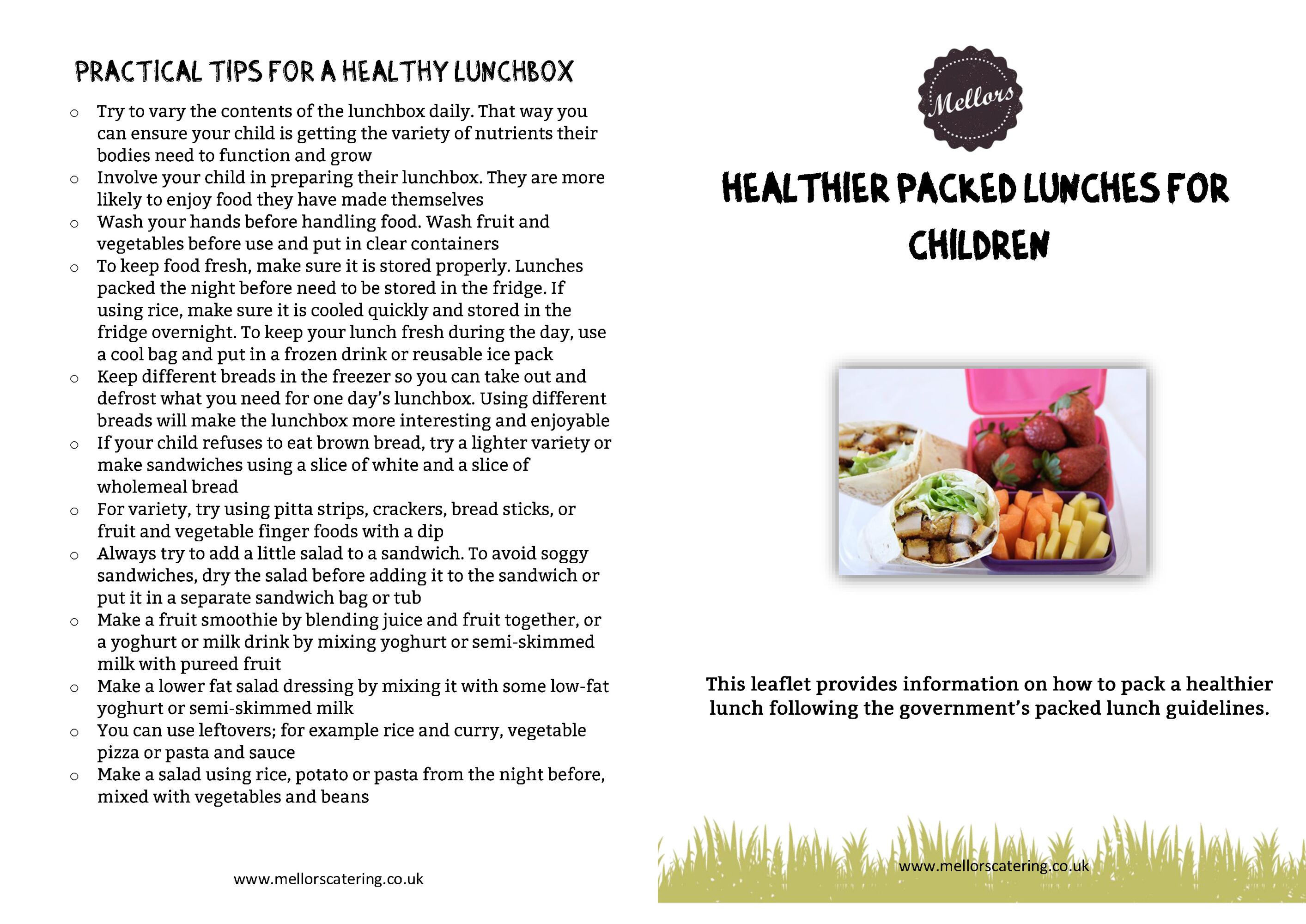 Healthy packed lunch flyer page 1